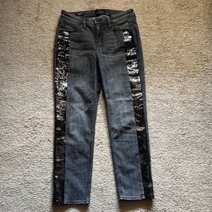 Stylish Gray Sequin-Embellished Women's Jeans